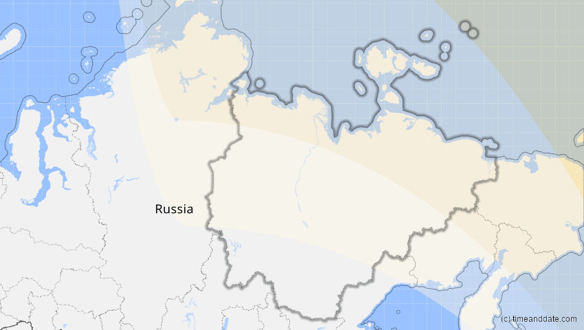 A map of Sacha (Jakutien), Russland, showing the path of the 25. Sep 2098 Partielle Sonnenfinsternis