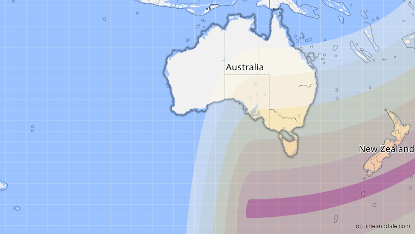 A map of Australien, showing the path of the 22. Mär 2099 Ringförmige Sonnenfinsternis