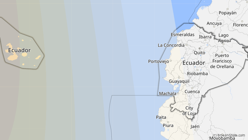 A map of Ecuador, showing the path of the 21. Mär 2099 Ringförmige Sonnenfinsternis