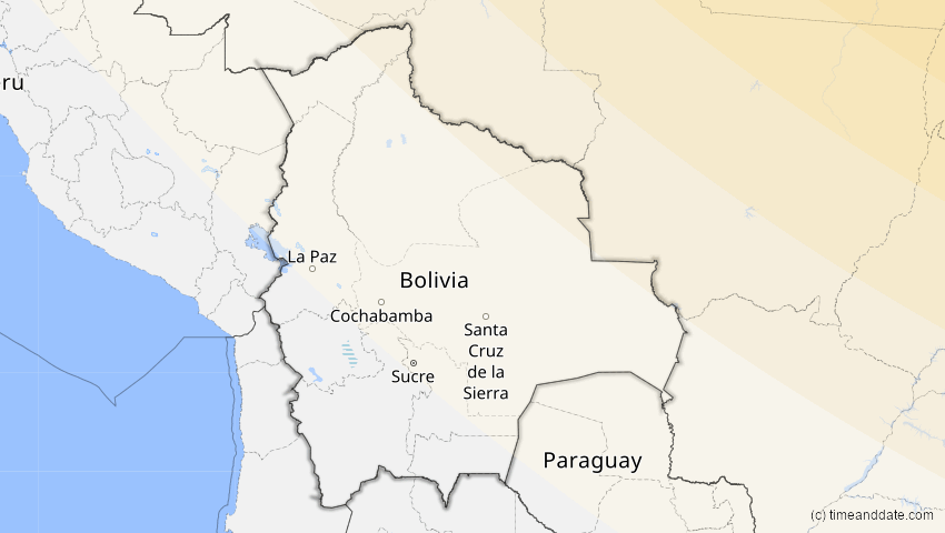 A map of Bolivien, showing the path of the 14. Sep 2099 Totale Sonnenfinsternis