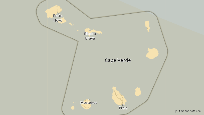 A map of Cabo Verde, showing the path of the 14. Sep 2099 Totale Sonnenfinsternis