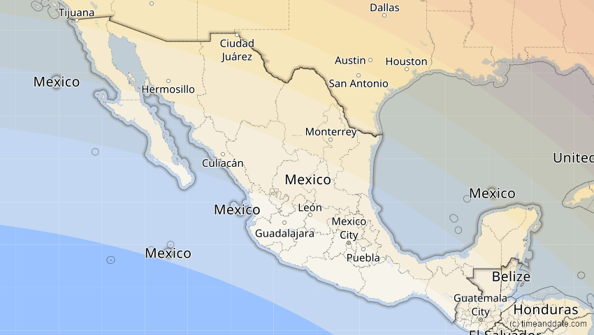 A map of Mexiko, showing the path of the 14. Sep 2099 Totale Sonnenfinsternis