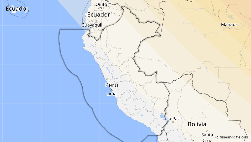 A map of Peru, showing the path of the 14. Sep 2099 Totale Sonnenfinsternis