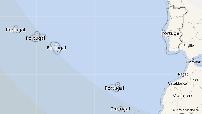 A map of Portugal, showing the path of the 14. Sep 2099 Totale Sonnenfinsternis