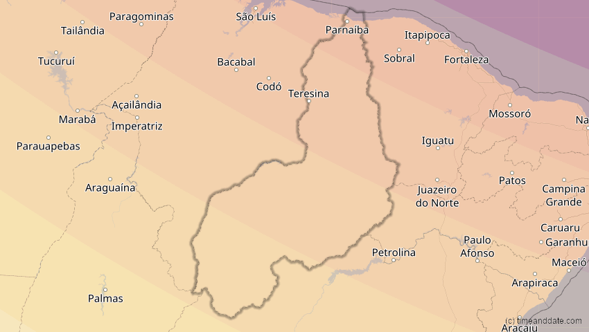 A map of Piauí, Brasilien, showing the path of the 14. Sep 2099 Totale Sonnenfinsternis