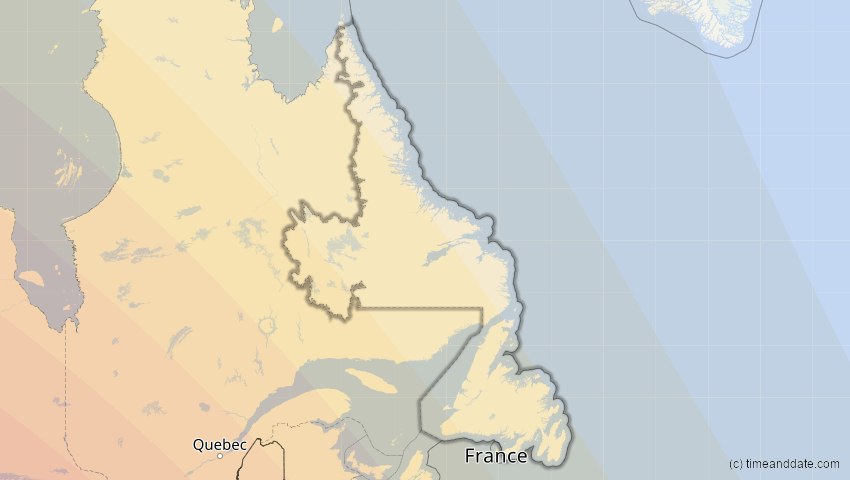 A map of Neufundland und Labrador, Kanada, showing the path of the 14. Sep 2099 Totale Sonnenfinsternis