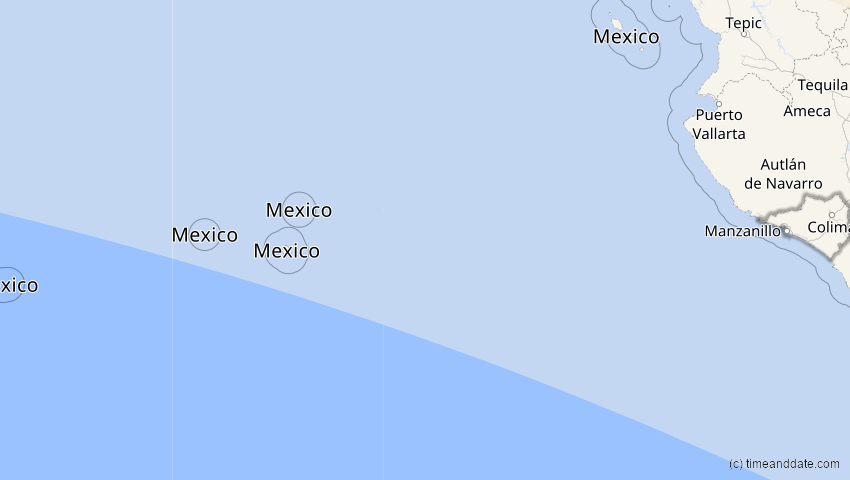 A map of Colima, Mexiko, showing the path of the 14. Sep 2099 Totale Sonnenfinsternis