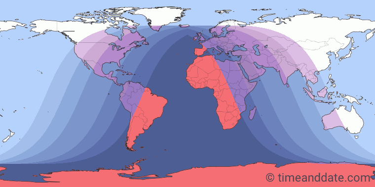 Total Lunar Eclipse on June 24/25, 1964 – Where and When to See