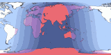 Kart av  20250907 Total måneformørkelse