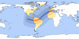 Kart av  20280126 Ringformet solformørkelse
