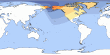 Kart av  20330330 Total solformørkelse