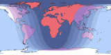 Kart av  20360211 Total måneformørkelse