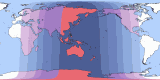 Map of Mar 25, 2043 eclipse viewability