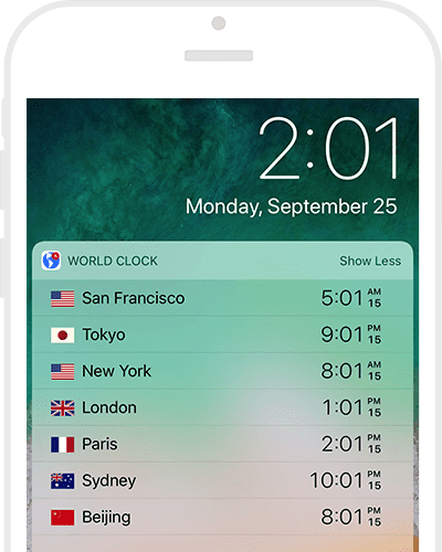 Ortszeiten im Notification Center Widget