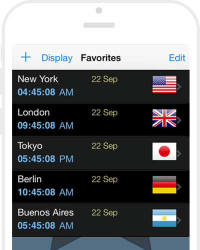 World Clock–Time Zones App for iOS