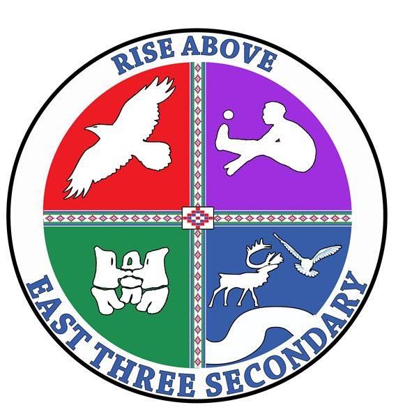 East Three Secondary School logo