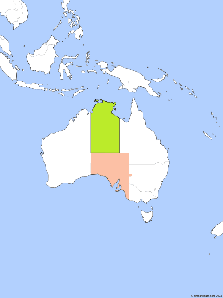 Time zone map of ACST