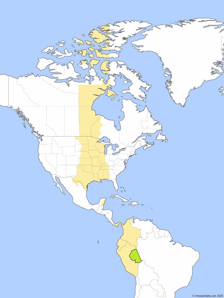 Time zone map of ACT