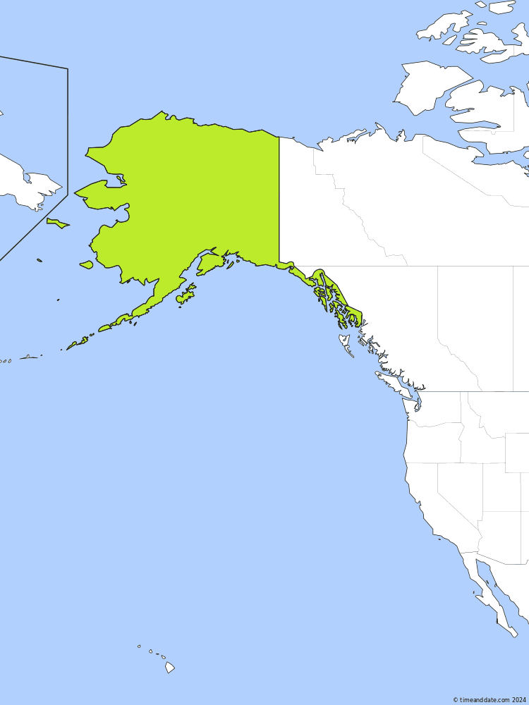 Time zone map of AKDT