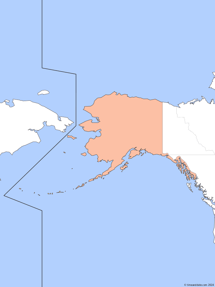 Time zone map of AKST