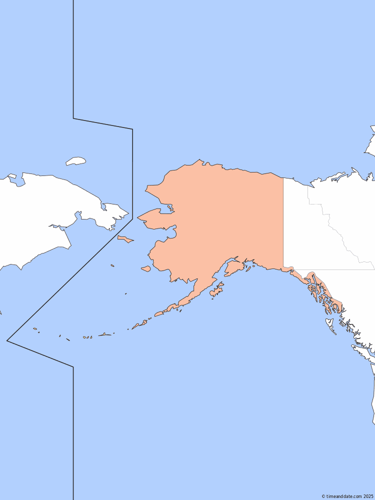 Time zone map of AKST