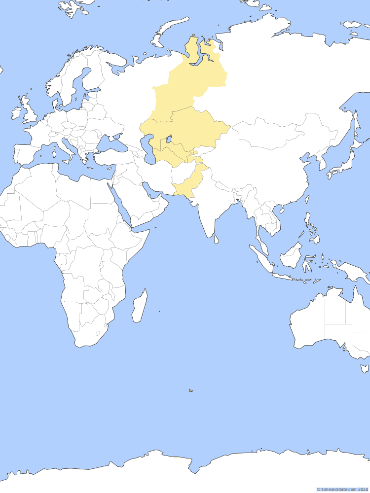 Time zone map of AMST