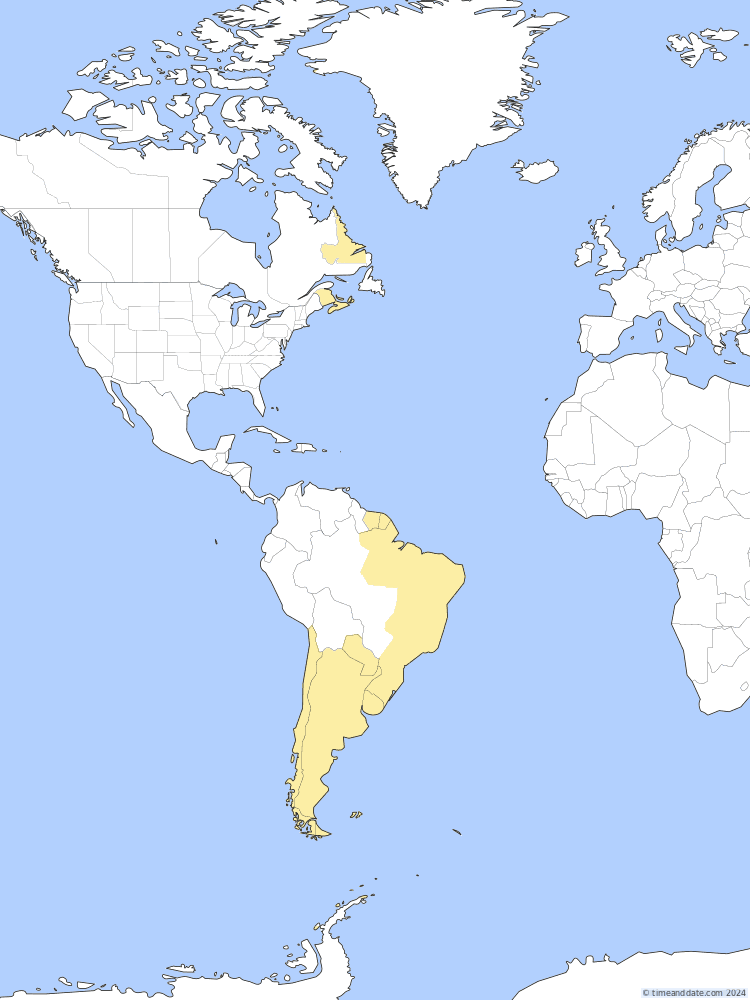 Time zone map of AMST