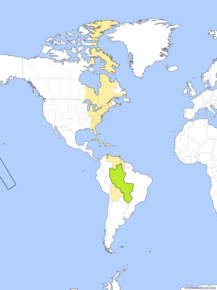 Time zone map of AMT