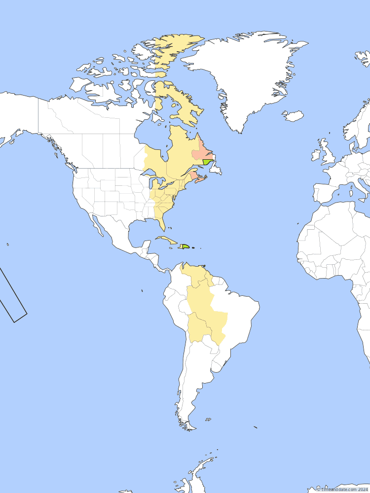 Time zone map of AST