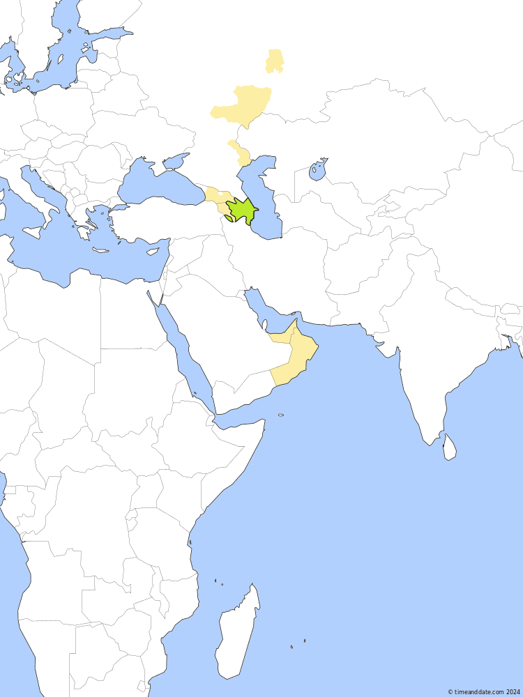 Time zone map of AZT