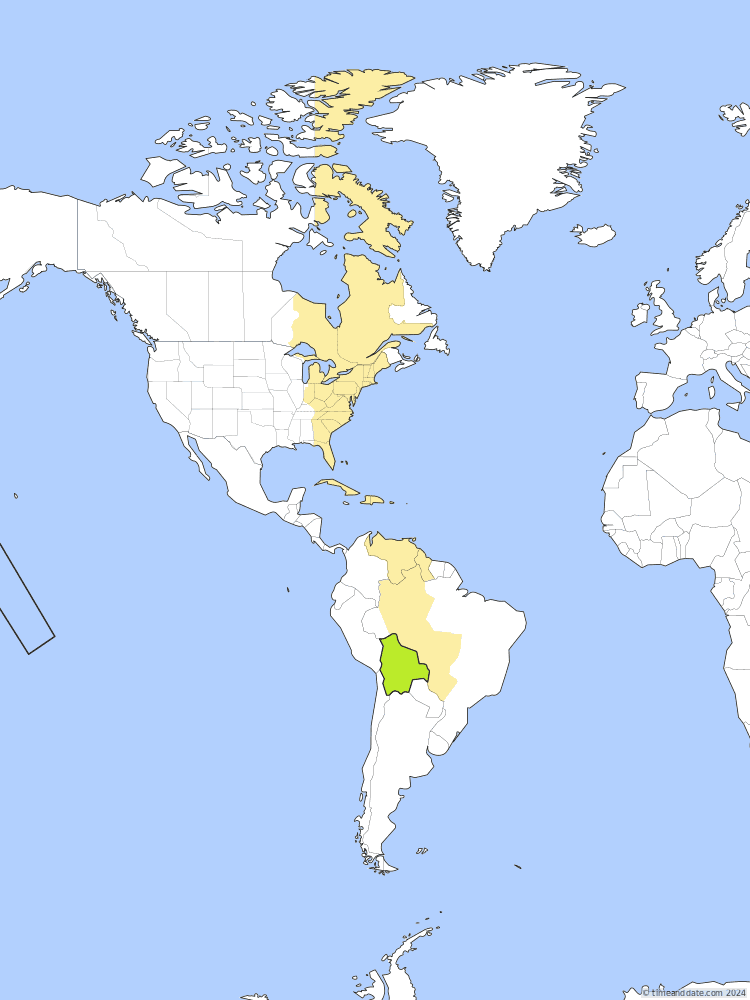 Time zone map of BOT