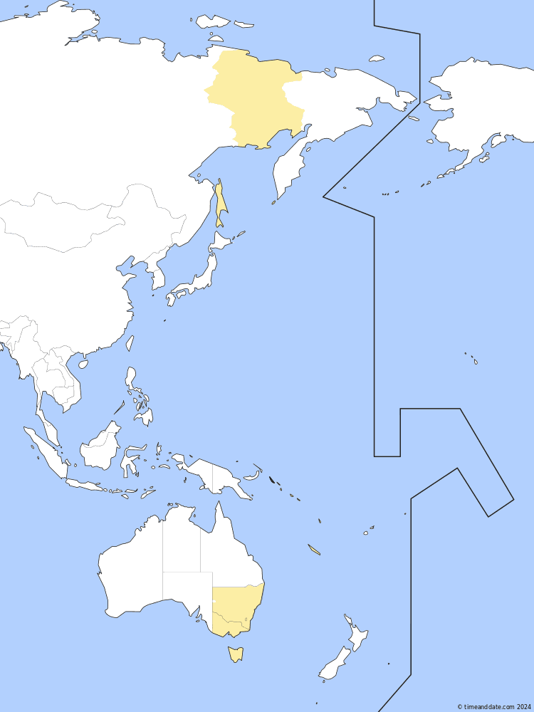 Time zone map of BST