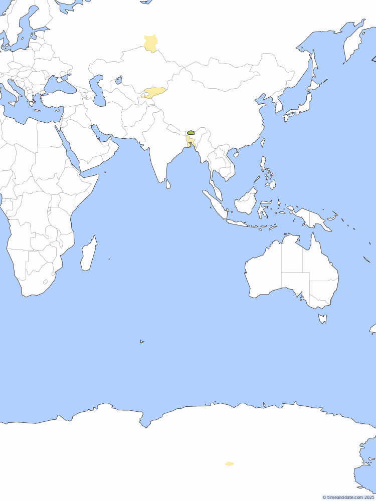 Time zone map of BTT