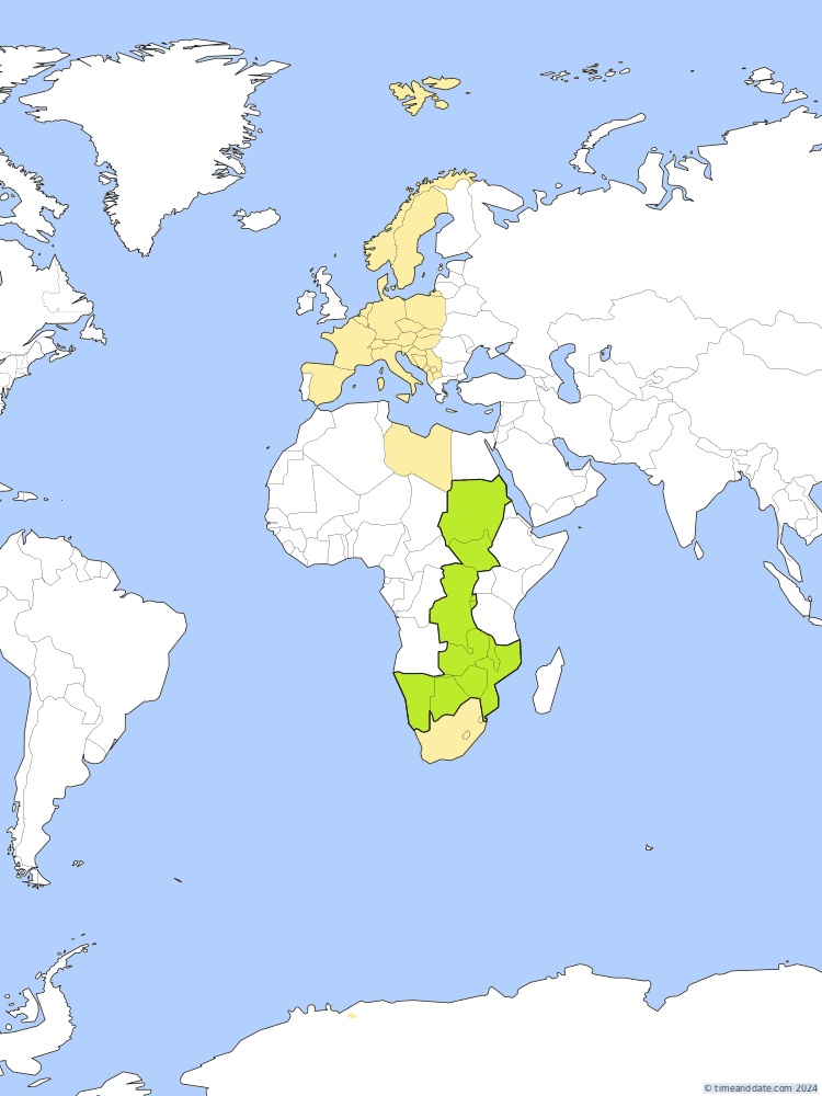 Time zone map of CAT