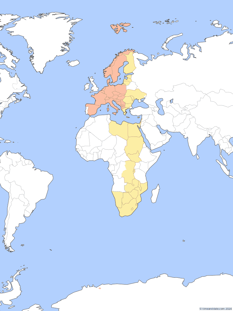 Time zone map of CEST