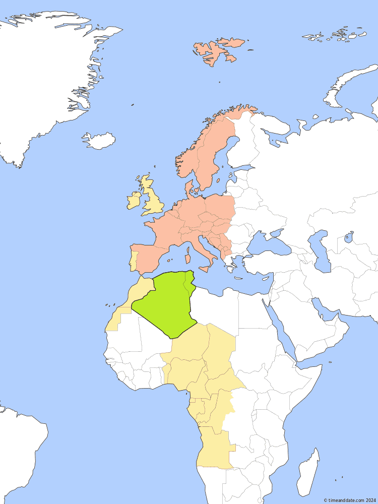 Time zone map of CET