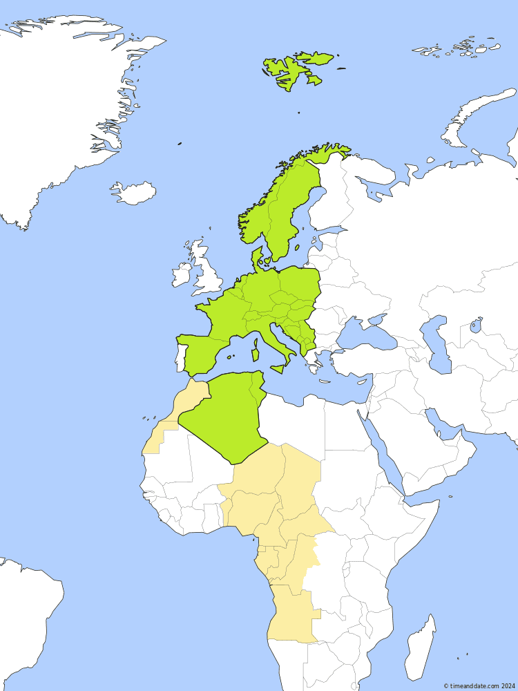 Time zone map of CET