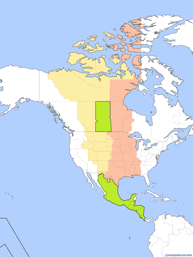 Time zone map of CST