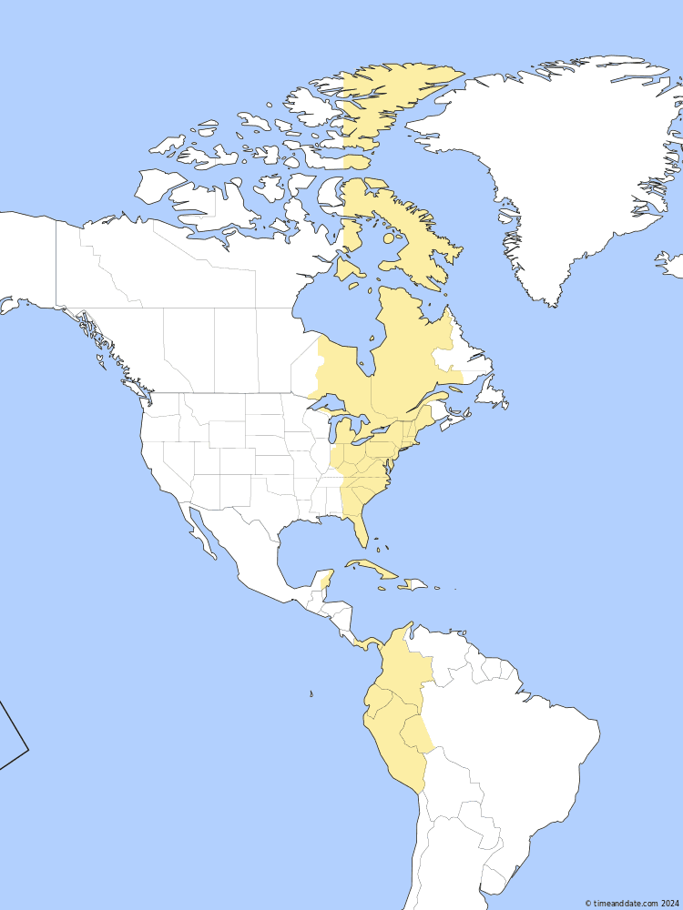 Time zone map of EASST