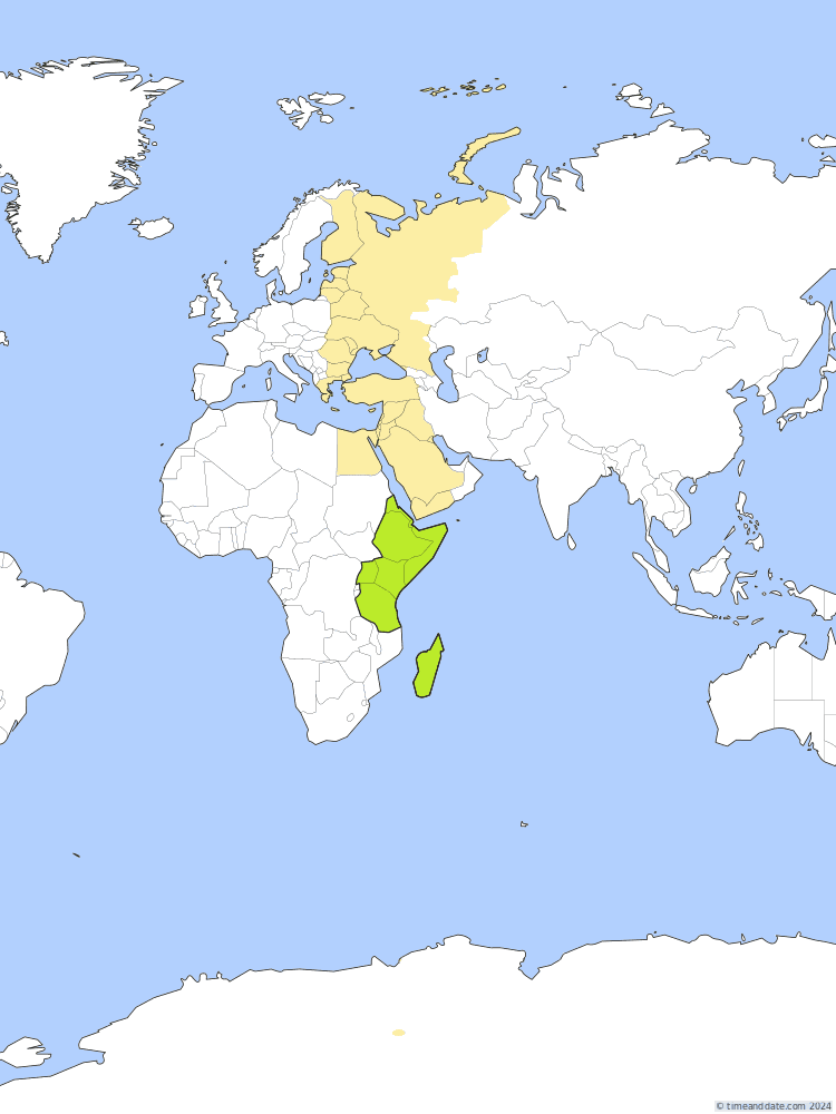 Time zone map of EAT