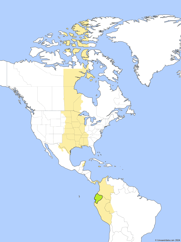 Time zone map of ECT