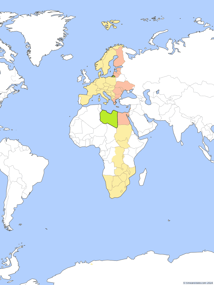 Time zone map of EET