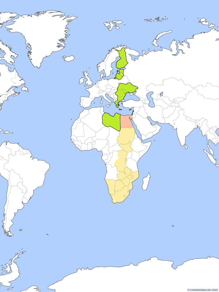 Time zone map of EET