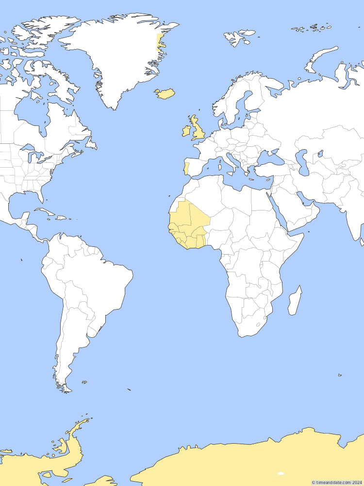 Time zone map of EGST