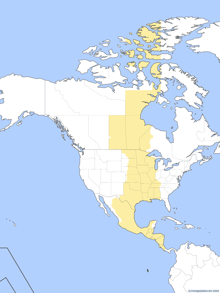 Time zone map of GALT