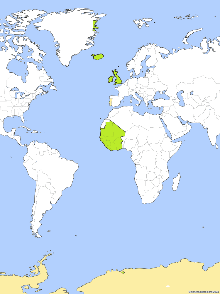 Time zone map of GMT