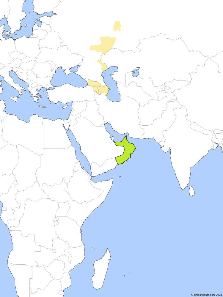 Time zone map of GST