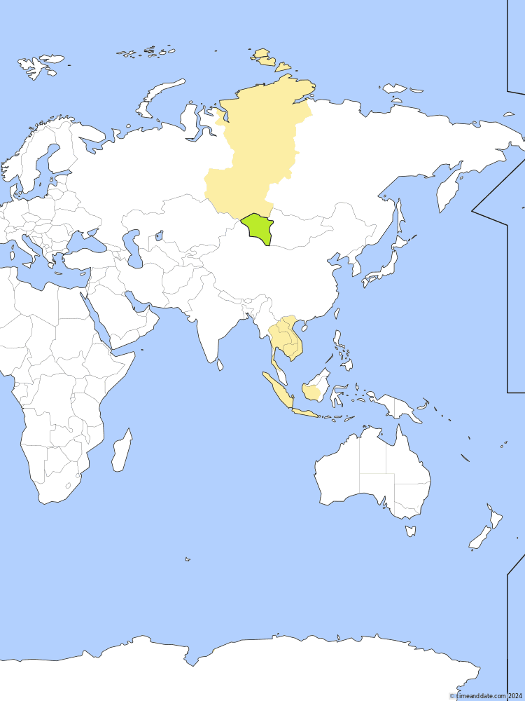 Time zone map of HOVT