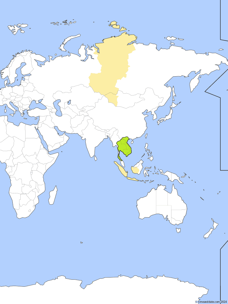 Time zone map of ICT