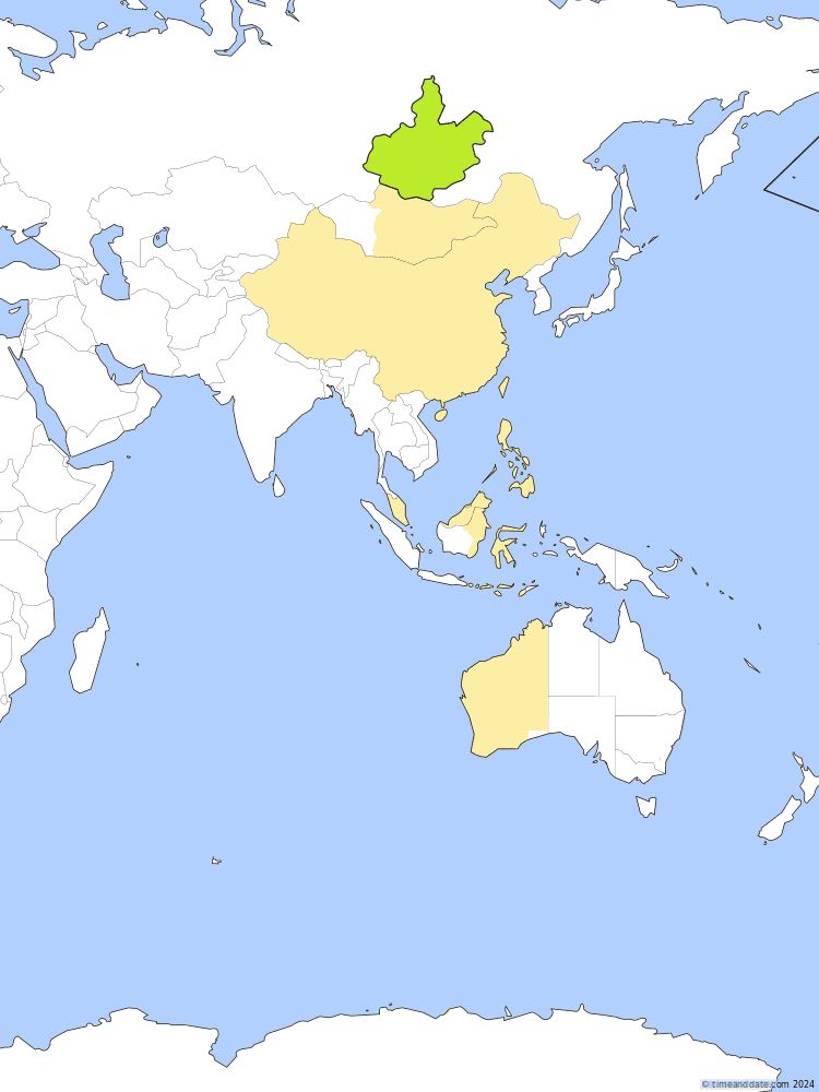 Time zone map of IRKT